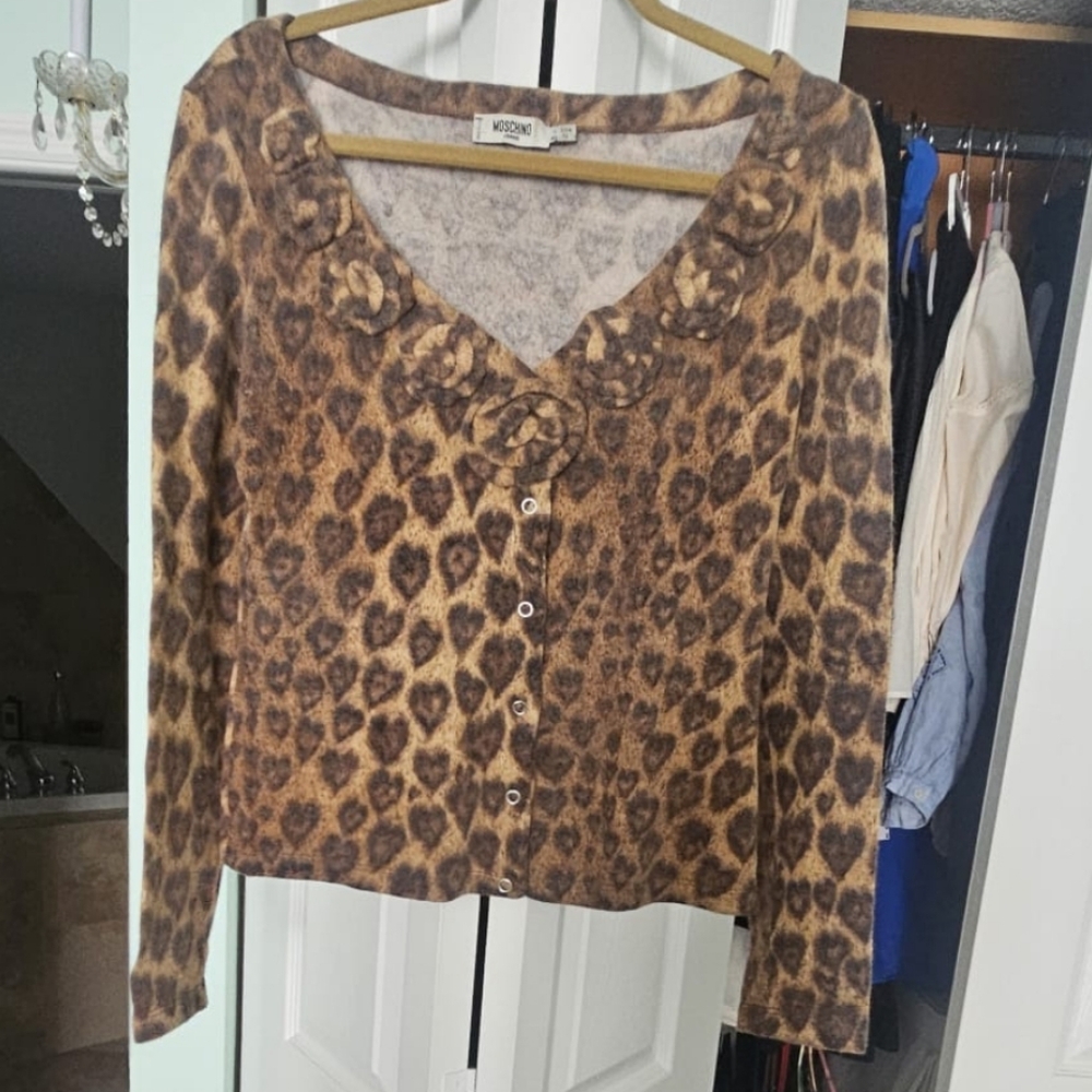 Moschino leopard cardigan sz 10